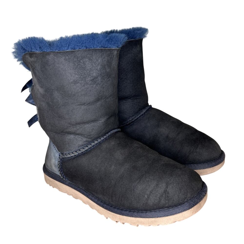 UGG Australia Big Girls 5 Bailey Bow II Boot 1017394K Youth Navy Warm Shearling
